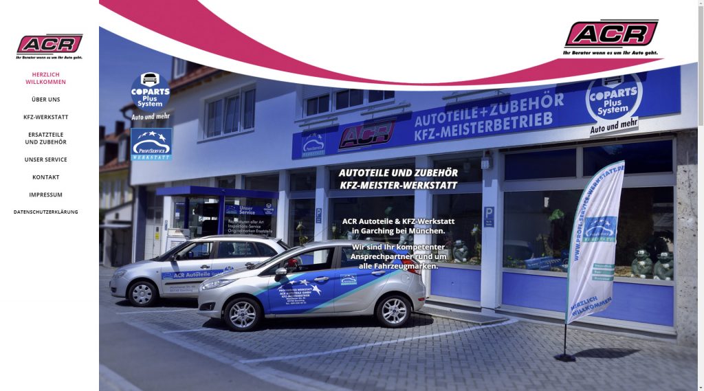 Webseite - ACR Autoteile und Zubehör KFZ-Werkstatt