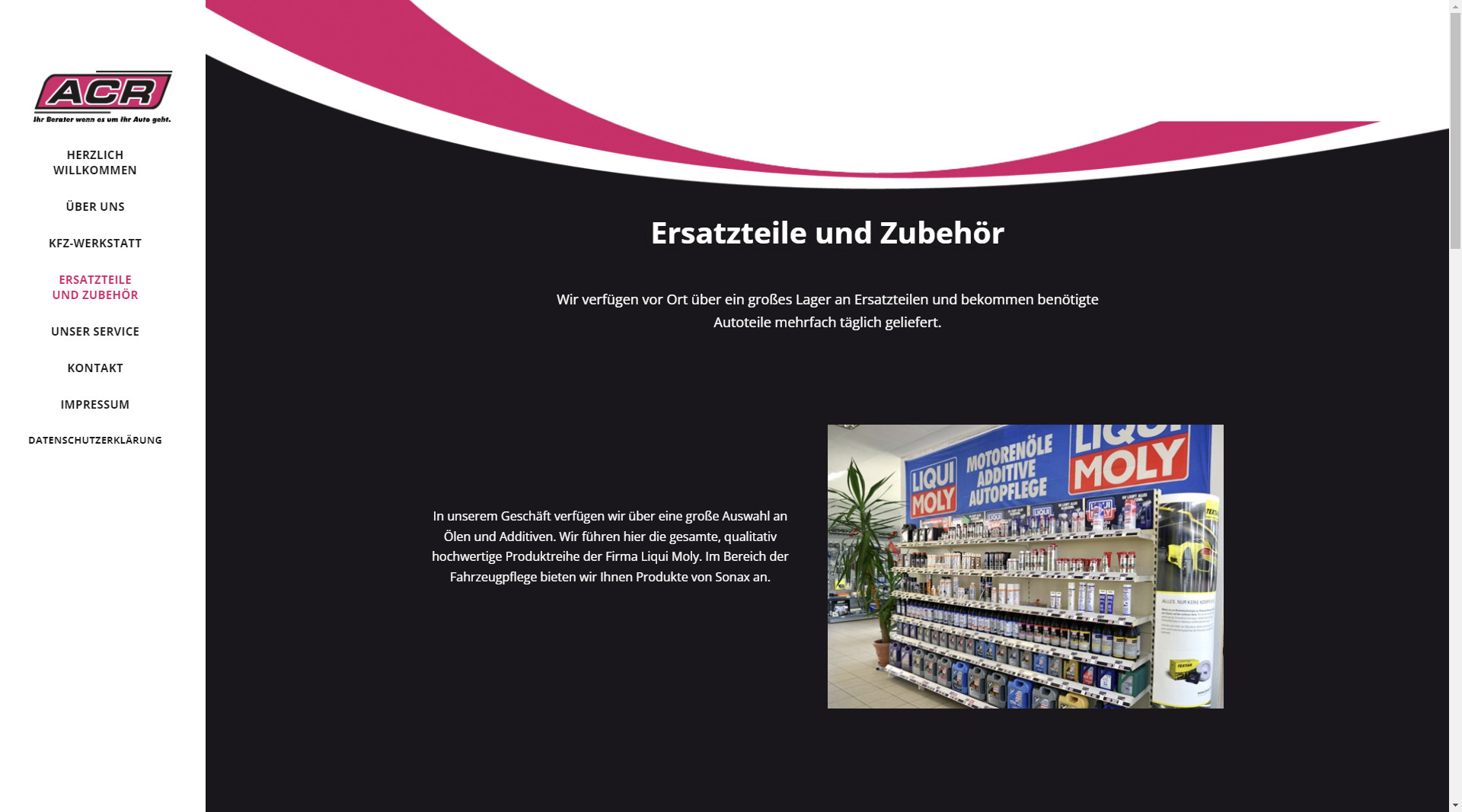 Webseite - ACR Autoteile und Zubehör KFZ-Werkstatt