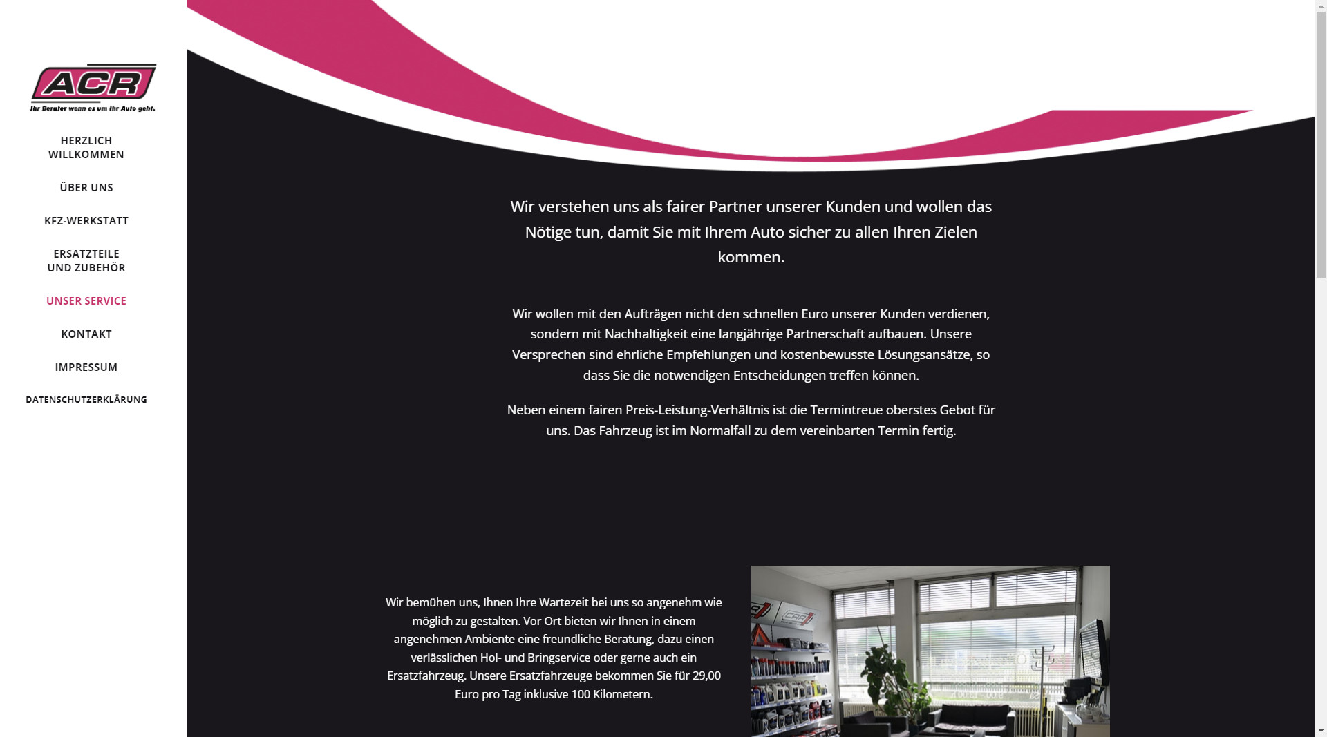 Webseite - ACR Autoteile und Zubehör KFZ-Werkstatt