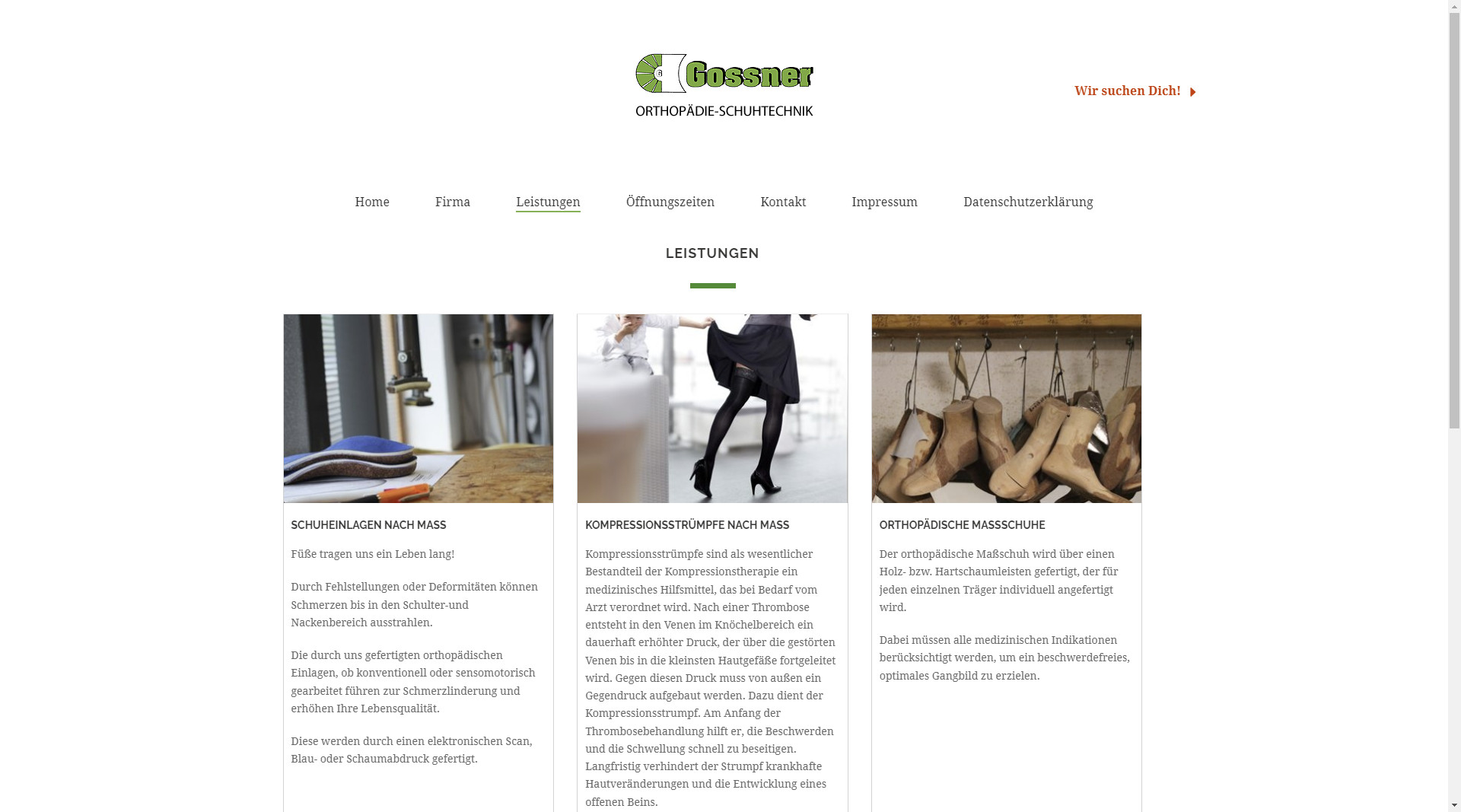 Webseite - Gossner Orthopädie-Schuhtechnik