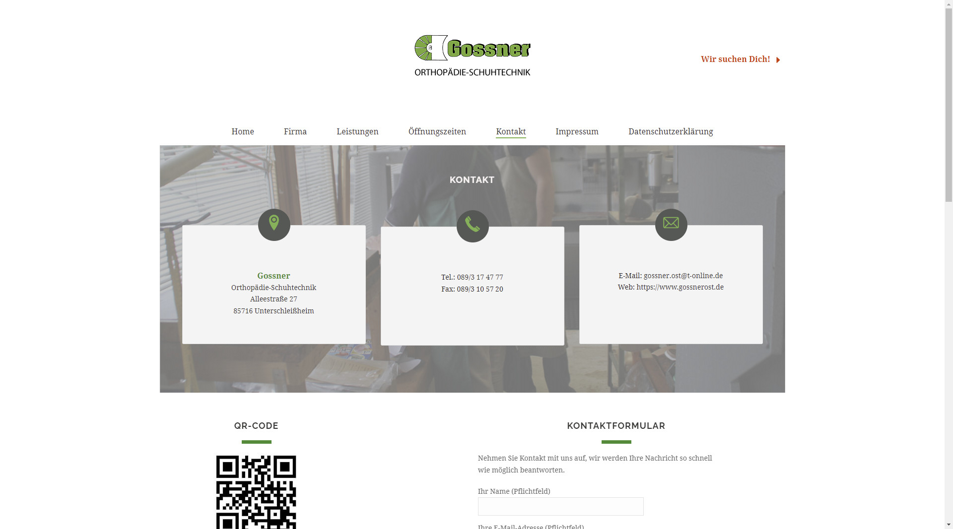 Webseite - Gossner Orthopädie-Schuhtechnik