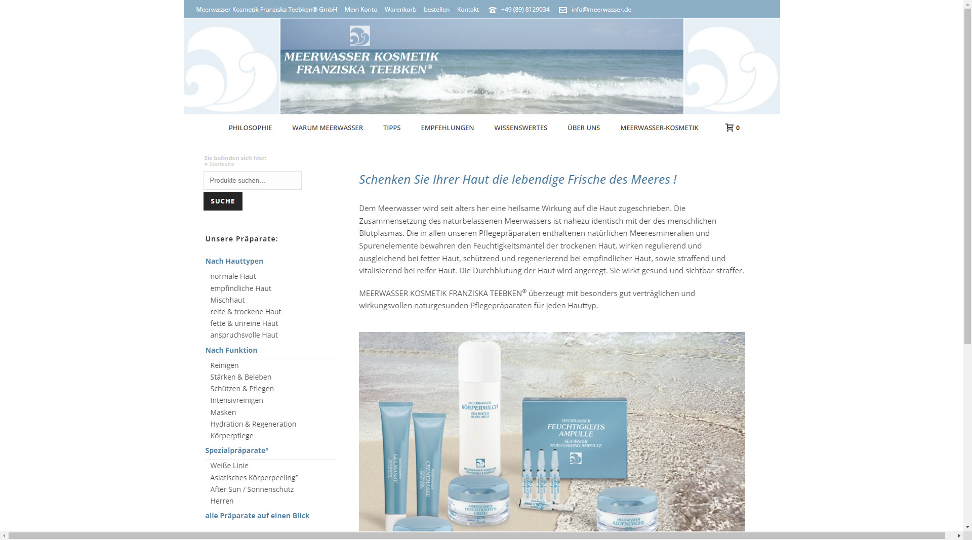 Webseite - Meerwasserkosmetik Teebken