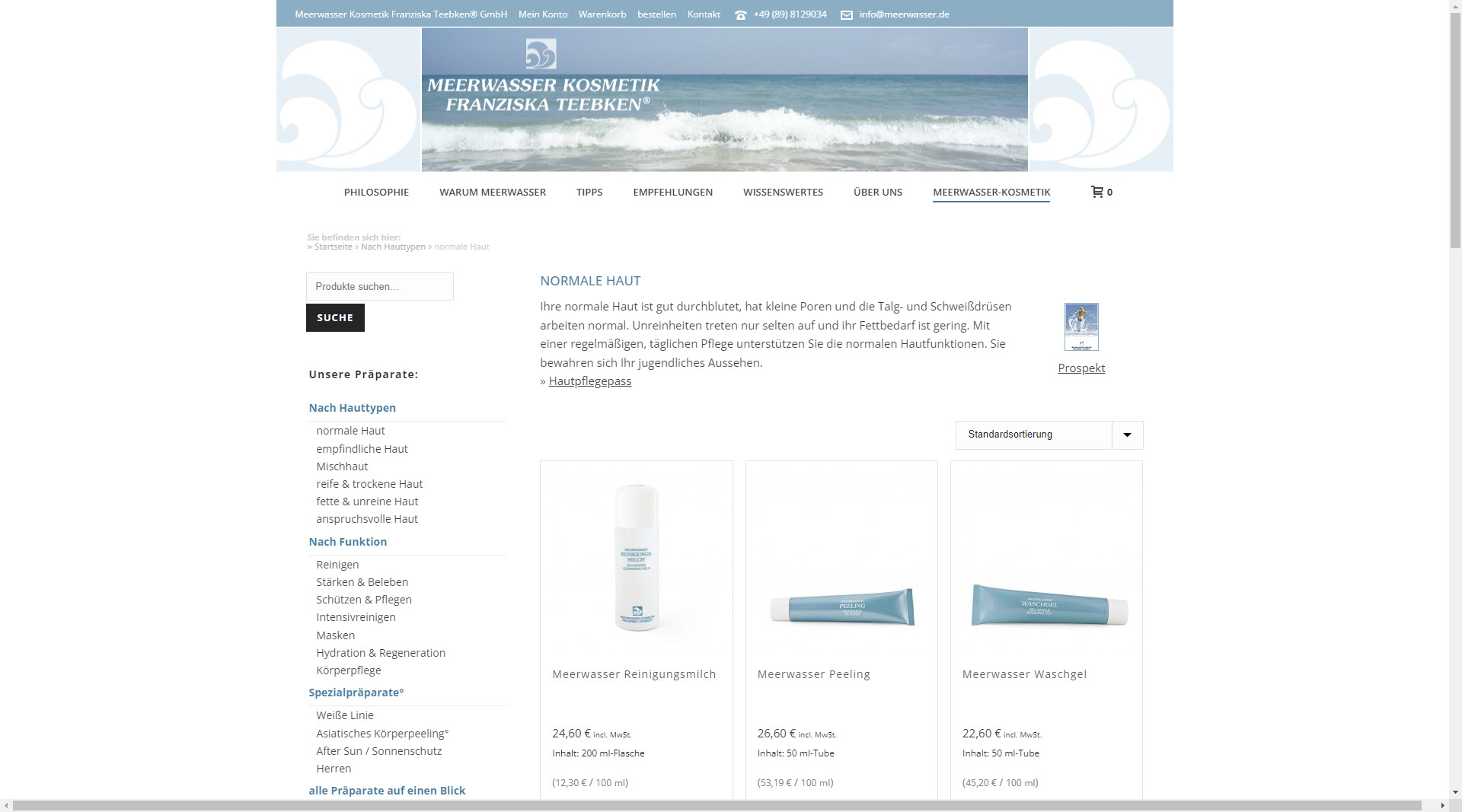 Webseite - Meerwasserkosmetik Teebken