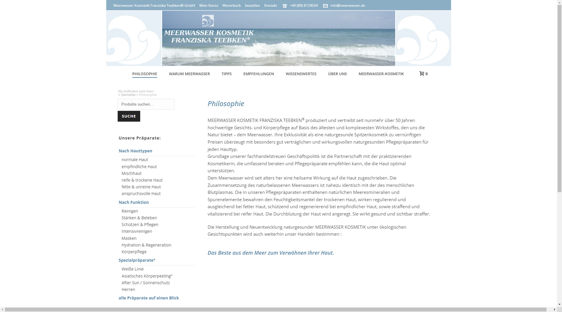 Webseite - Meerwasserkosmetik Teebken