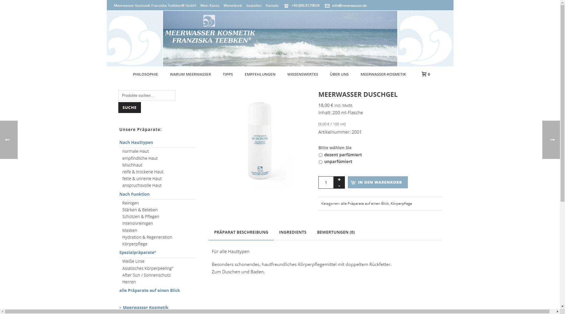 Webseite - Meerwasserkosmetik Teebken