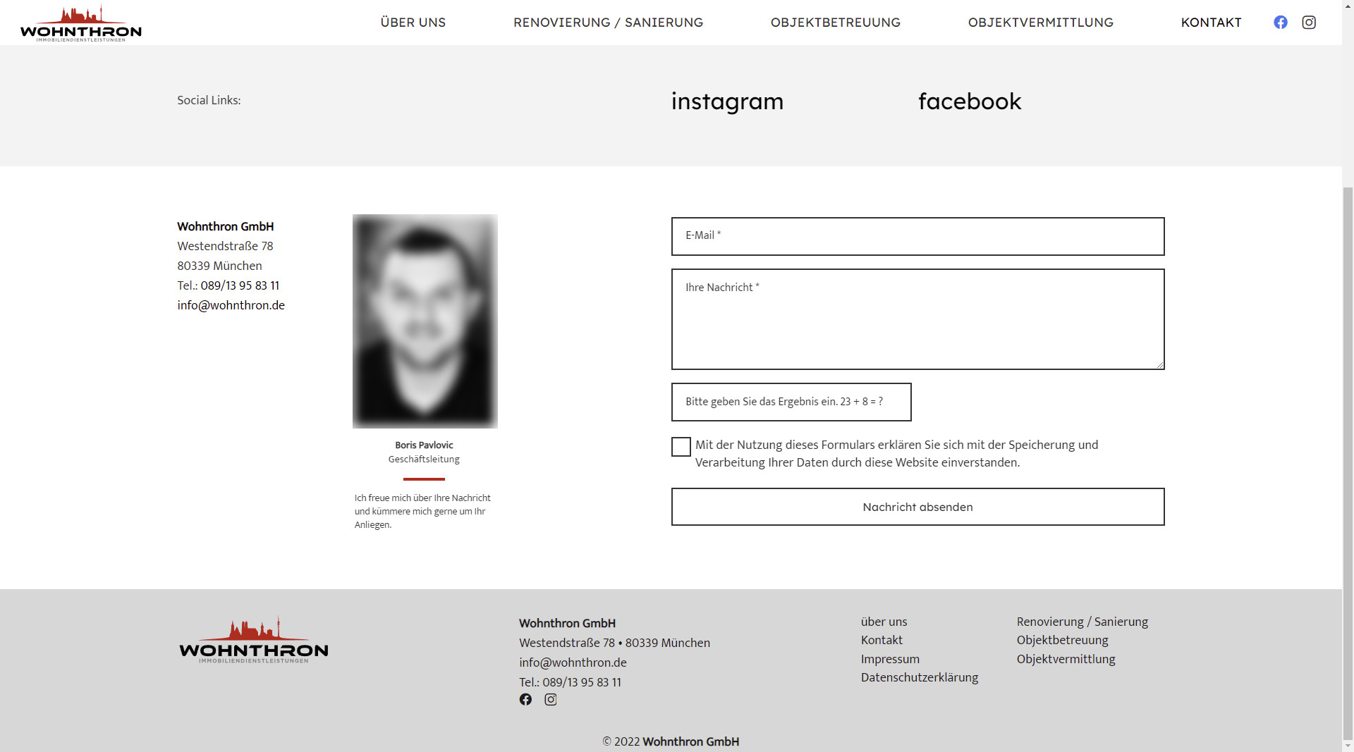 Webseite - Wohnthron