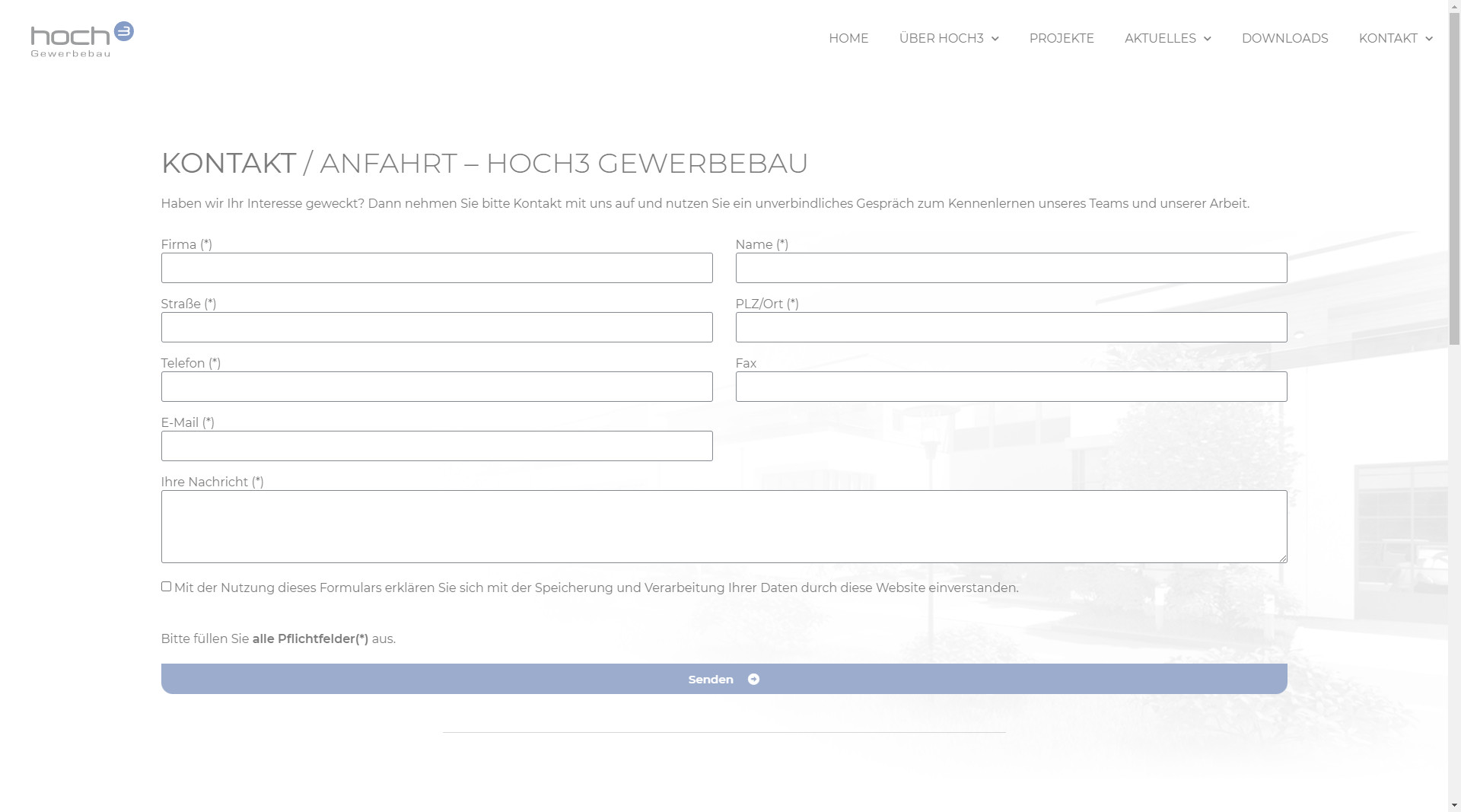 Webseite - hoch3 Gewerbebau