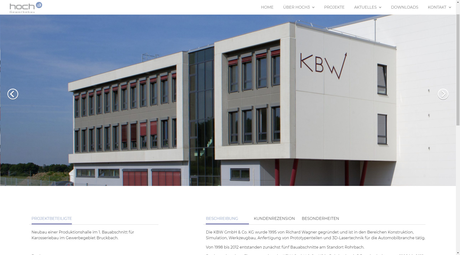 Webseite - hoch3 Gewerbebau